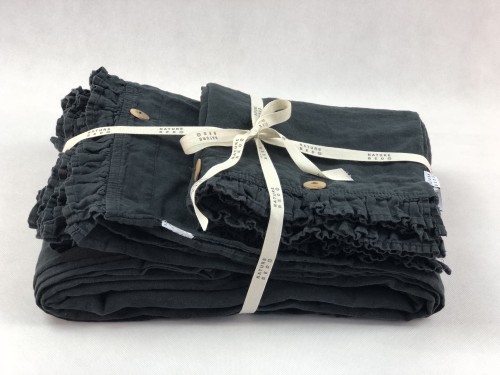 poszewka z lnu 100% - poszewka z lnu w kolorze czarnym - najlepsza tkanina do snu - len