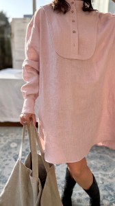 Tunika 100% lnu w kolorze różowym S/M