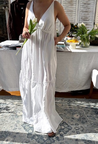 sukienka lniana - 100% lnu - długa biała sukienka .jpeg