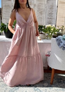 Sukienka Lecce maxi 100% lnu różowa