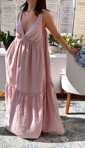 letnia sukienka z lnu maxi -100% lnu - szyta lokalnie.jpeg