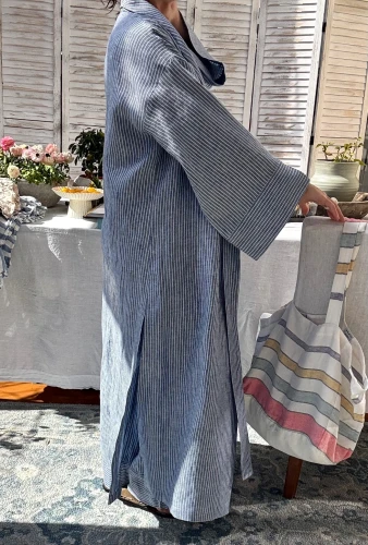 długie kimono z lnu w prążki - 100% lnu.jpeg