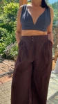 Lniany top antracyt