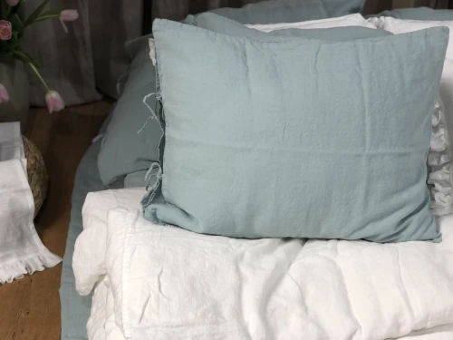 sky linen pillowcase with ties