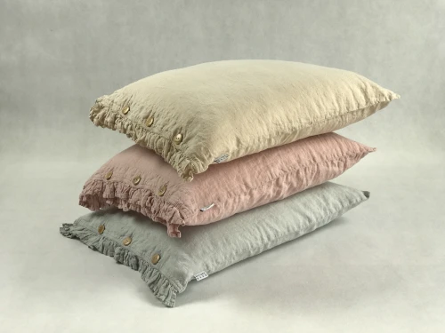 Lniana poszewka na poduszkę z falbanką perłowy szary pearl grey 100% lnu