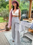 Lniany top  Cream white