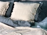 Lniana poszewka na poduszkę z falbankami beż beige 100% lnu
