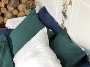 Lniana poszewka na poduszkę butelkowa zieleń bottle green 100% lnu
