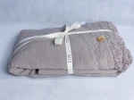 Lniana poszewka na kołdrę z falbanką orzech hazelnut 100% lnu