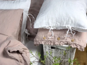 Lniana poszewka na poduszkę z falbanką  mellow rose 100% lnu
